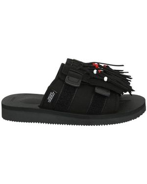 Suicoke Logo Tassel Details Flip-Flops - Black