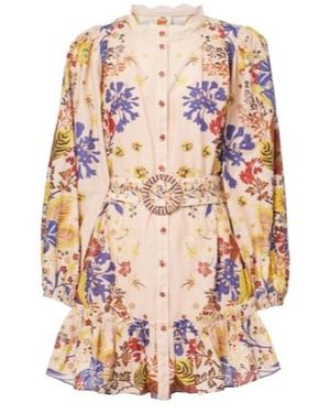 FARM Rio Belted Mini Dress - Pink