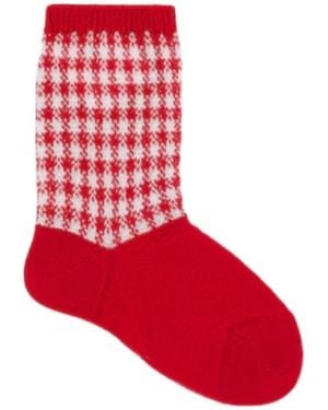 Gucci Baby Gingham Cotton Socks - Red