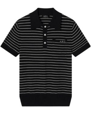 A.P.C. Fitted Striped Polo - Black