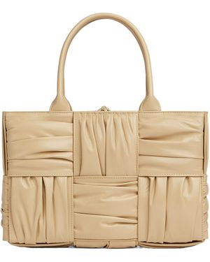 Bottega Veneta Arco Woven Pleated Tote Bag - Natural