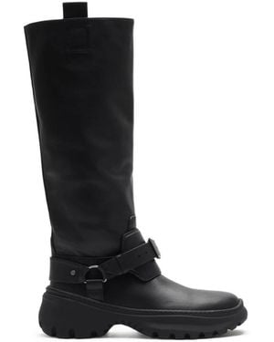 Burberry Leather Stomp High Boots - Black