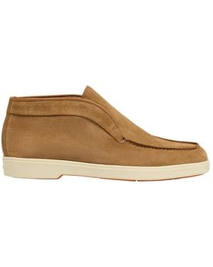 Santoni Round-Toe Slip-On Loafers - Brown
