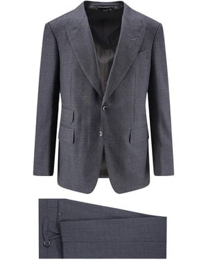 Tom Ford Prince Of Wales Check Suit - Blue