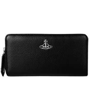 Vivienne Westwood Saffiano Zip Round Wallet - Black