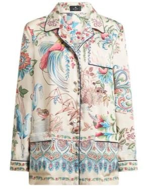 Etro Placed Flora And Fauna Print Twill Shirt - White