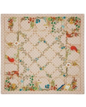 Gucci Floral Print Scarf - Natural