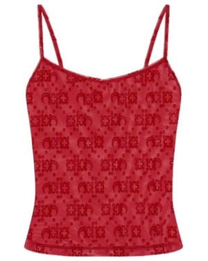 Marine Serre Moonogram Mesh Straps Top - Red
