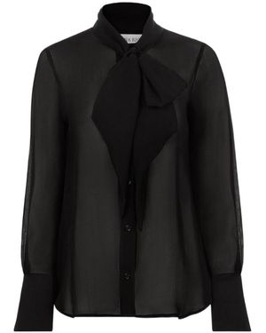 Nina Ricci Lavalliére Pussy-Bow Silk Shirt - Black