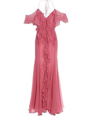 Blumarine Off-Shoulder Ruffled Long Dress - Pink