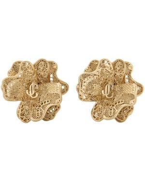 Jimmy Choo Lace Corsage Studs Earrings - Metallic