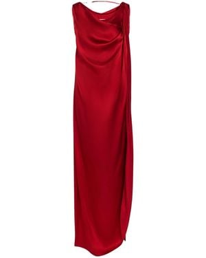 Maison Margiela Draped Satin Maxi Dress - Red