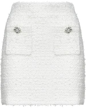 Self-Portrait Crystal-Embellished Padded-Shoulder Jacket - White