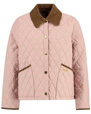 Barbour Liddesdale Cropped Diamond Quilted Jacket - Pink