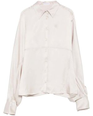 Brunello Cucinelli Batwing-Sleeve Silk Shirt - White