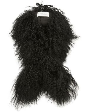 Yves Salomon Curly Mongolian Lamb Scarf - Black