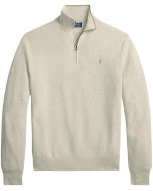 Polo Ralph Lauren Mesh-Knit Quarter-Zip Jumper - White