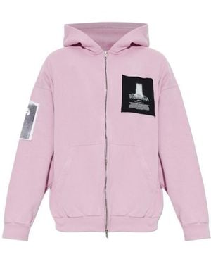 Balenciaga Patch Detailed Drop Shoulder Hoodie - Pink