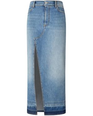 Pinko Side Slit Midi Denim Skirt - Blue