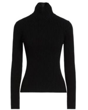 Max Mara Ribbed Turtleneck Knit Top - Black