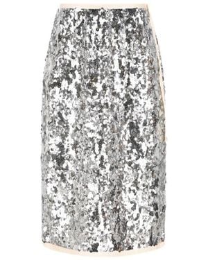 Prada Sequin-Embellished Side-Tie Midi Skirt - White