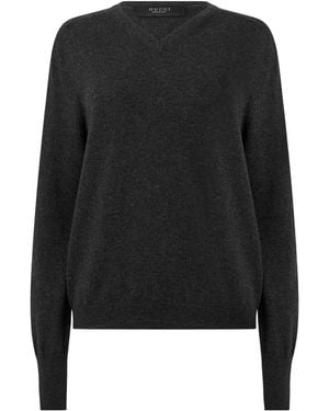 Gucci Vneck Longsleeve Knit Top - Black