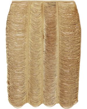 Tom Ford Fringed Open-Knit Midi Skirt - Natural