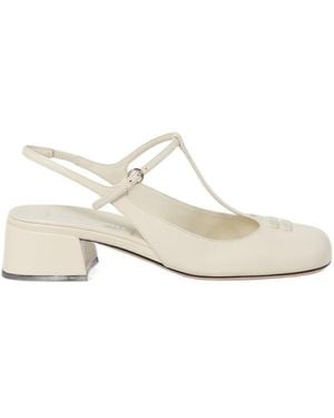 Miu Miu Round-Headed High-Heeled Sandals - White