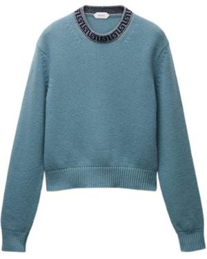 Versace Crewneck Wool Cashmere Sweater - Blue