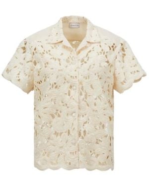Moncler Floral Macramé Short Sleeve Shirt - White
