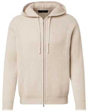 arch4 Hooded Ribbed-Knit Cashmere Zip-Up Cardigan - Natural