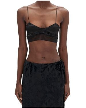 Ann Demeulemeester Scoop-Neck Cropped Top - Black