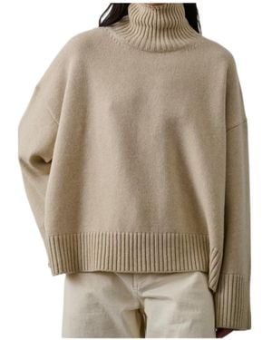 Soeur High-Neck Long-Sleeved Sweater - Natural
