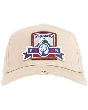 DSquared² Logo Patch Distressed Baseball Cap - Pink