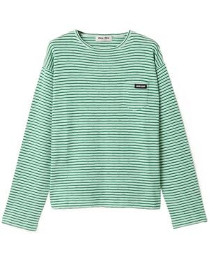 Miu Miu Striped Pocket Knitted Top - Green
