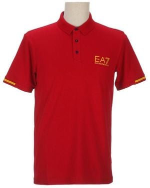 EA7 Lapel Logo Polo Shirt - Red