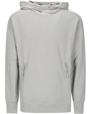 C.P. Company Diagonal Raised Fleece Goggle Hoodie - Grey