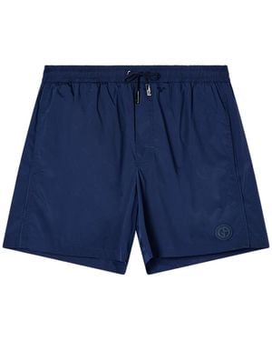 Giorgio Armani Logo Patch Drawstring Swim Shorts - Blue