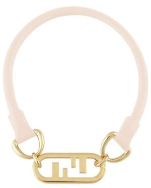Fendi Logo Details Necklace - Metallic