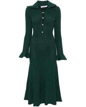 Self-Portrait Keyhole Knit Midi Dress - Green