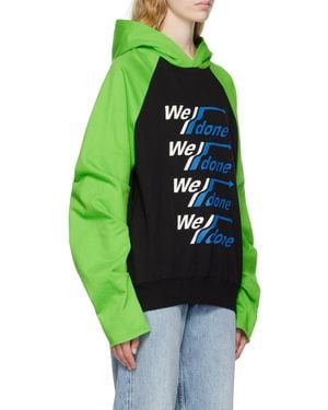 we11done Graphic-Print Cotton Hoodie - Green