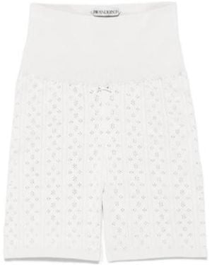 JW Anderson Jw Anderson Knitted Pointelle Fitted Shorts - White