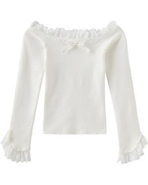 Marissa Chiara Long-Sleeved Lace Sweater - White
