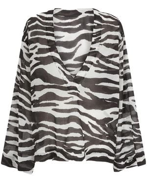 The Attico The Zebra Printed Blouse - Gray
