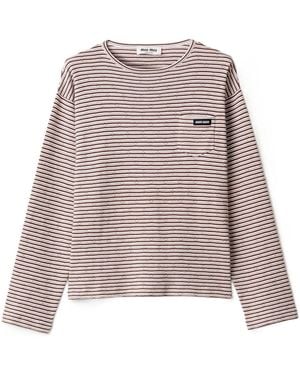 Miu Miu Striped Pocket Knitted Top - Multicolour