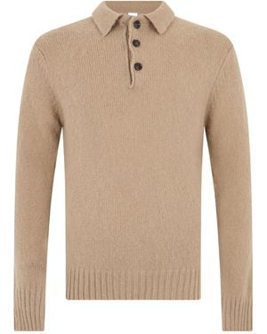 Aspesi Long-Sleeved Polo Collar Sweater - Natural