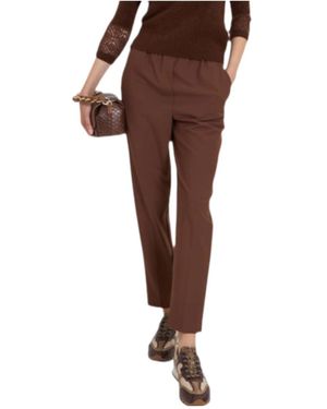 Marella Casual Pants With An Elastic Waistband - Brown