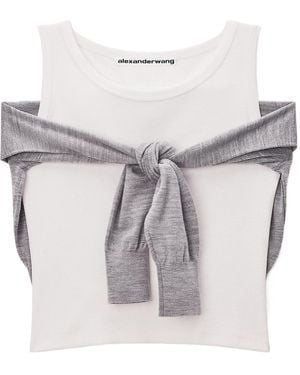 Alexander Wang Layered Tank With Tie-Front Jumper Detail - Grey