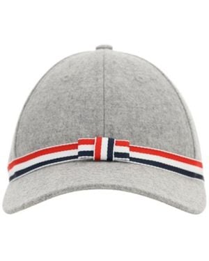 Thom Browne 4-Bar Striped Bow Baseball Cap - White