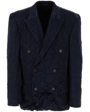 Balenciaga Creased Effect Blazer - Blue